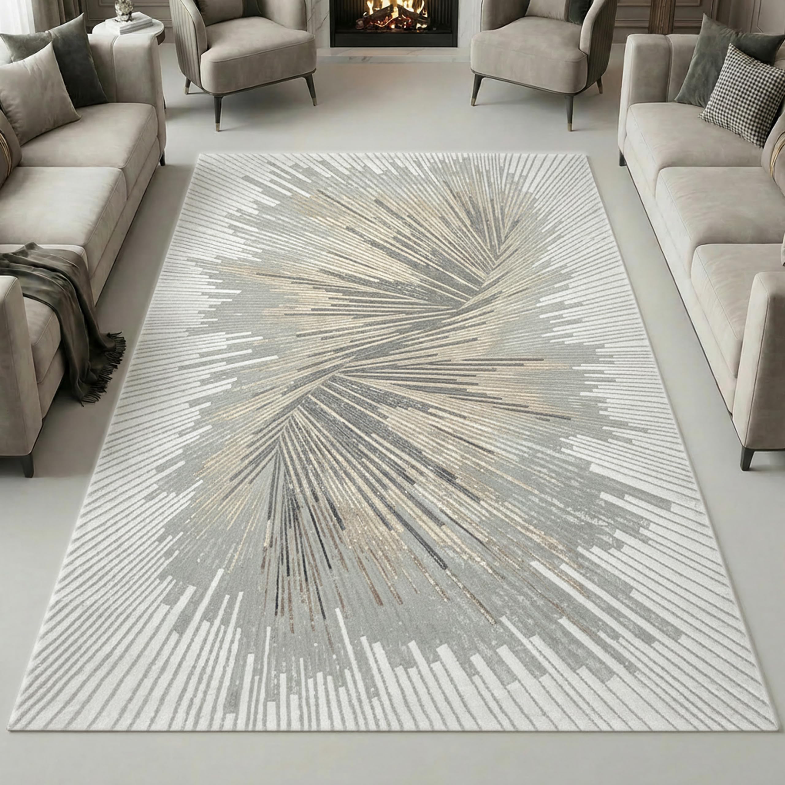 Teppich-Traum Tappeto elegante per la camera da letto moderna di alta qualità oro nobile/argento/bronzo lucido effetto crema 200 x 290 cm