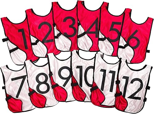 Pinnies - Chalecos de práctica numerados reversibles para fútbol, baloncesto, pruebas, ligas, adultos y niños