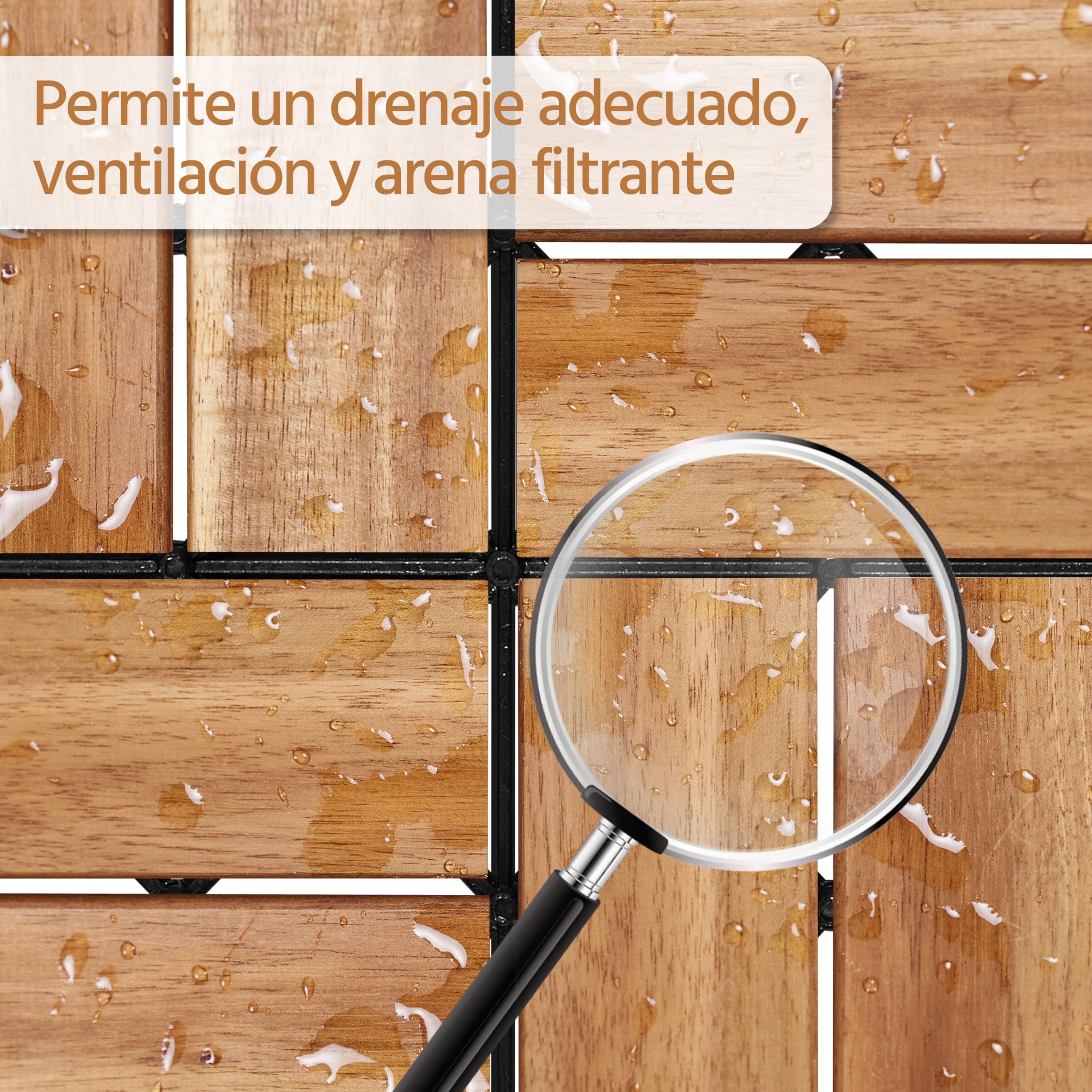 Yaheetech 27 Piezas Baldosas de Madera de Acacia 30x30cm /2,6 m² Suelo Terraza Exterior Azulejos de Entrelazados para Jardín Balcón Jardín Patio Antideslizante