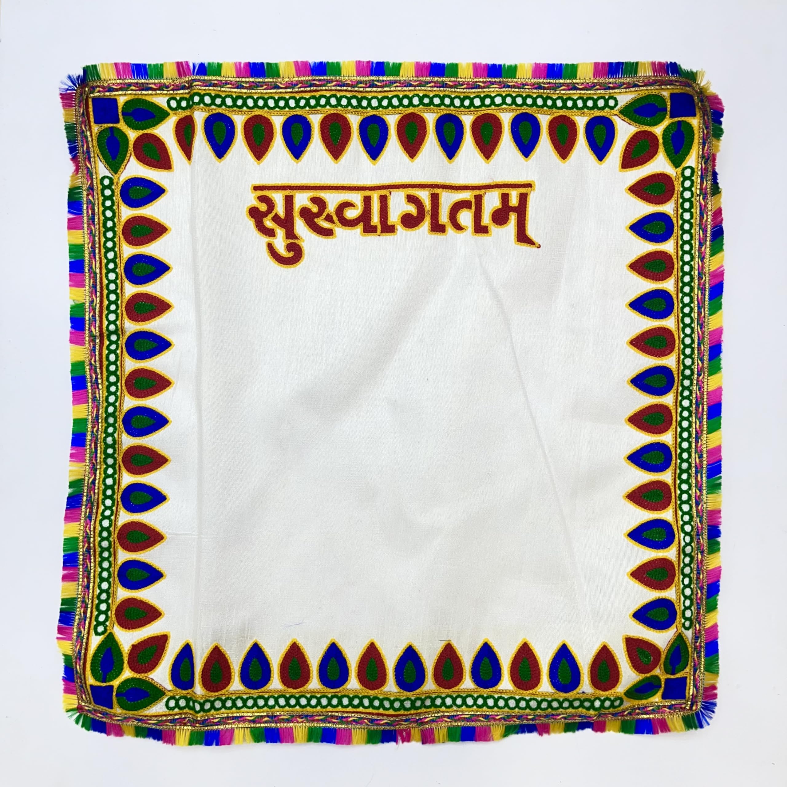 Yasamazing Bride's Born Baby Welcome Embroidered kutchi Working Modern Welcome Footprint Handprint Cloth Kanku Pagla Rumal 1 Pcs (K15303)-image-46
