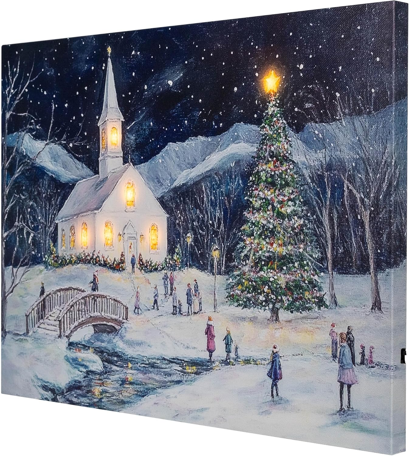 Northlight LED Lighted Snow Covered Church Christmas Wall Art - 12" x 15.75"