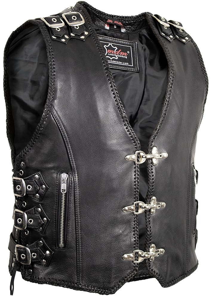 Amazon.com: Men's motorcycle leather vest with adjustable