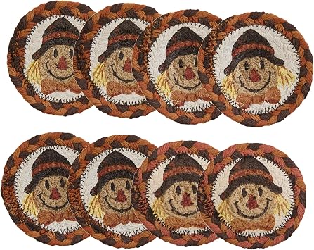 Park Designs Scarecrow Coaster Set of 8, Braided