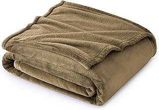 Bedsure GentleSoft Fleece Blanket Twin Size Camel - 300GSM Lightweight P...