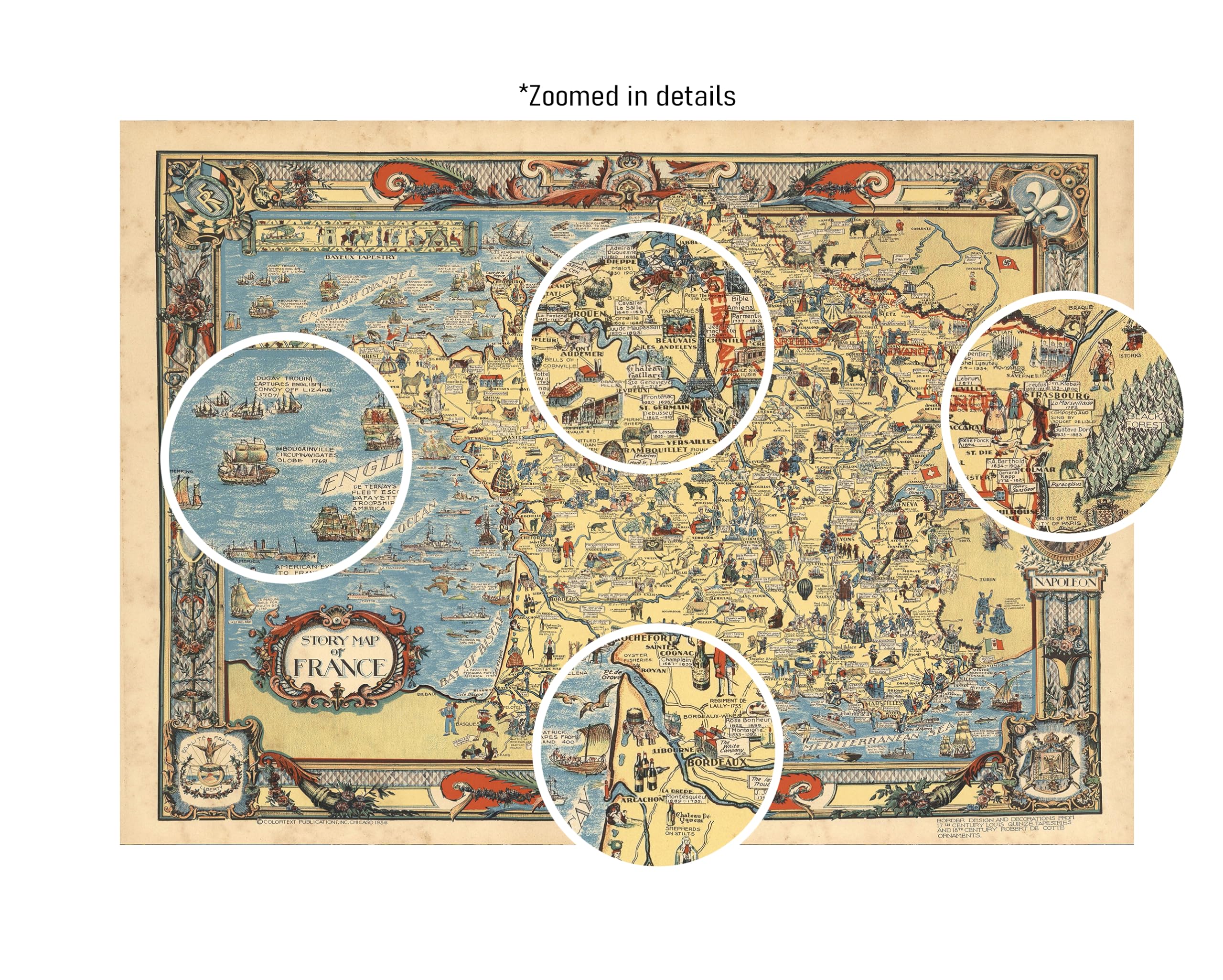 Puzzle adulte de 1000 pièces | 1936 | Carte d'histoire de France | Fait main | Jeu de puzzle pour adultes