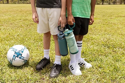 Miniatura 2 de ZULU Powerfill Pro - Botella de agua de acero inoxidable de 18 onzas para niños, con tapa de llenado rápido, triple pared aislada al vacío, tapa de