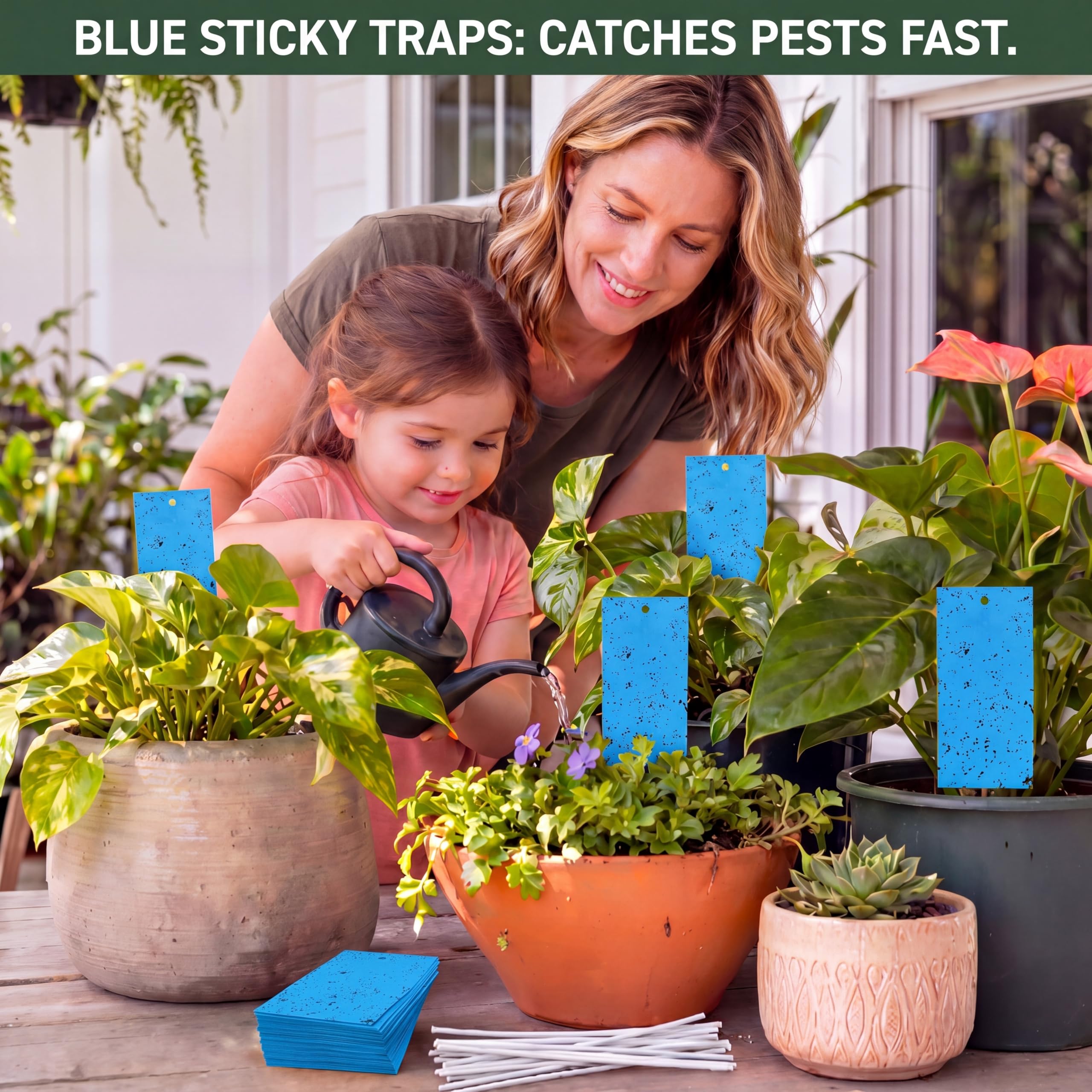 Qualirey 100 trampas adhesivas de doble cara para plantas voladoras, insectos como moscas blancas, pulgones, 7.87 x 3.9 pulgadas, trampas adhesivas para mosquitos de la fruta, para interiores y