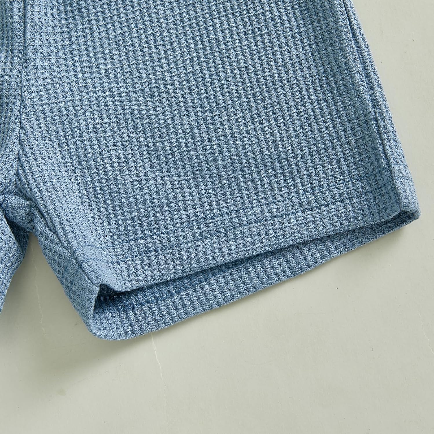 allshope Baby Boy Summer Outfit Set Letter Embroidery Short Sleeve T Shirt Solid Shorts Waffle Knit Clothes 6 12 18 24 Months - Image 7