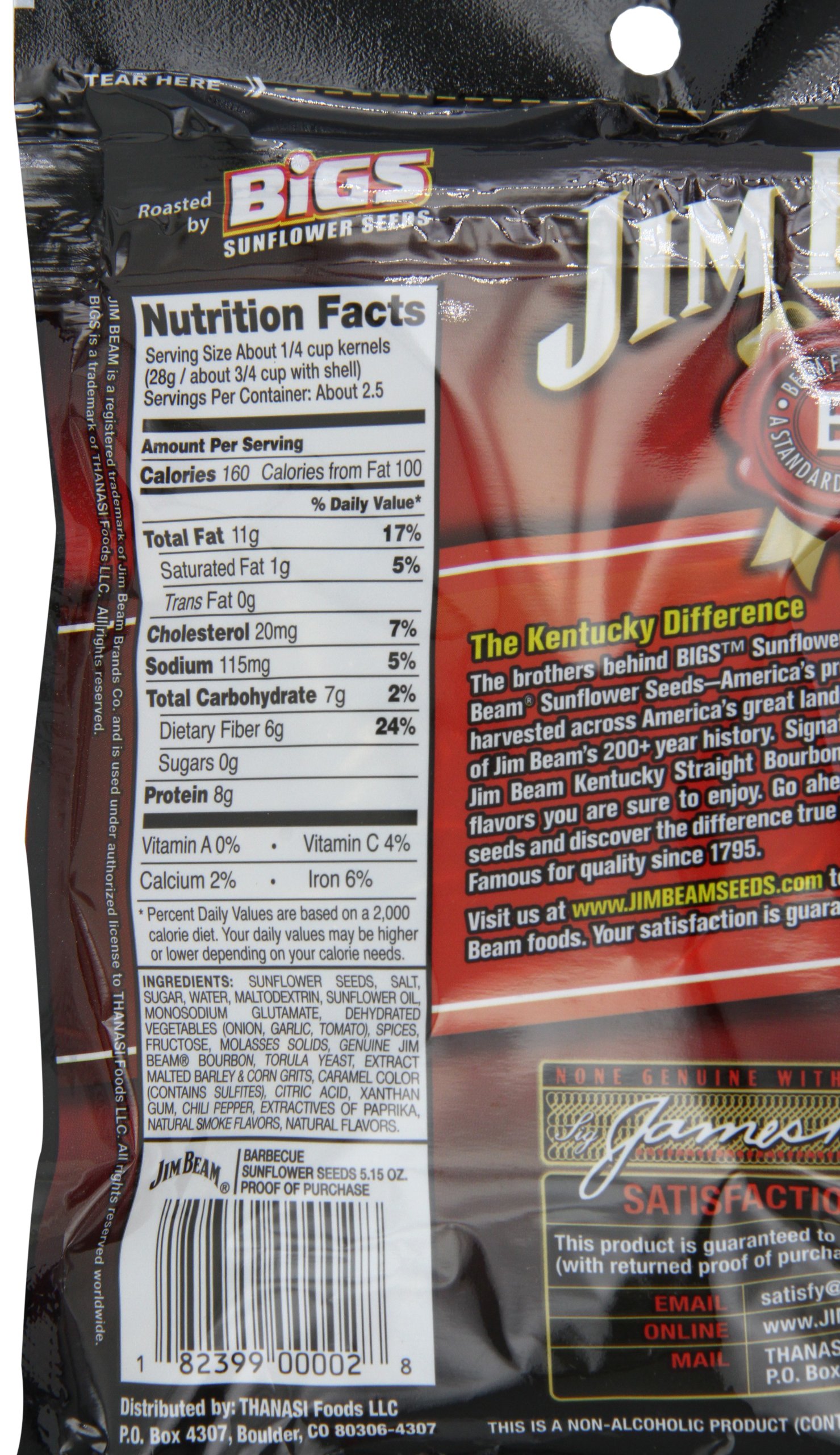 Jim Beam Barbecue Sunflower Seeds "Roasted by BIGS", 5.15Ounce Bag