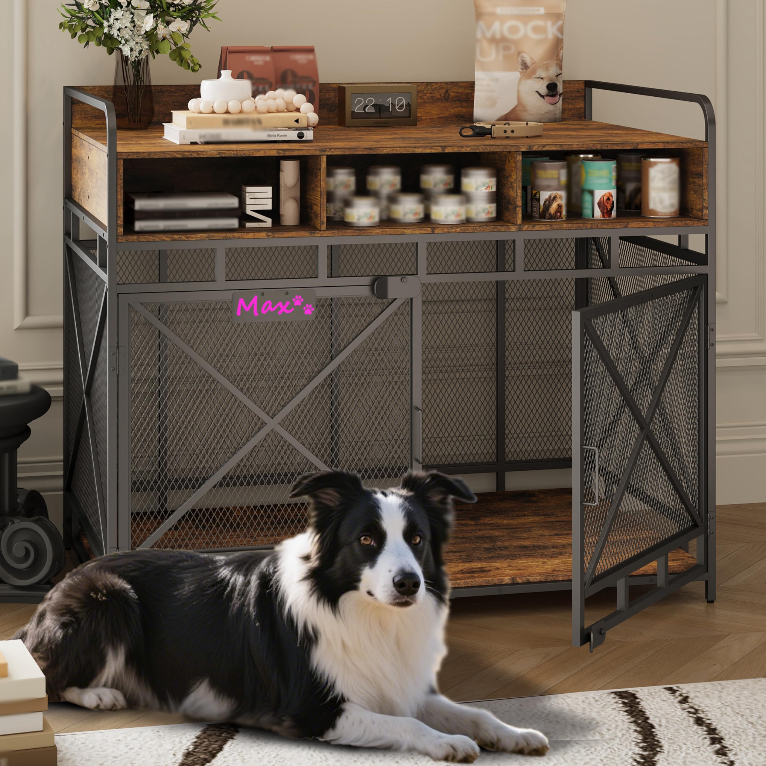 Fulhope 48 Dog Crate Furniture with 3 Drawers