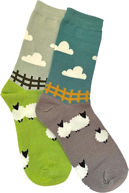 Purple Possum® 2 Pair Pack of Socks Ladies Sheep Teal Blue lime Green Grey Soft Bamboo Cotton Blend Gift Idea
