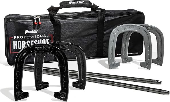 Franklin Sports Horseshoes Sets - Game Sets for Adults + Kids - Includes 4 Horseshoes and 2 Ground Stakes