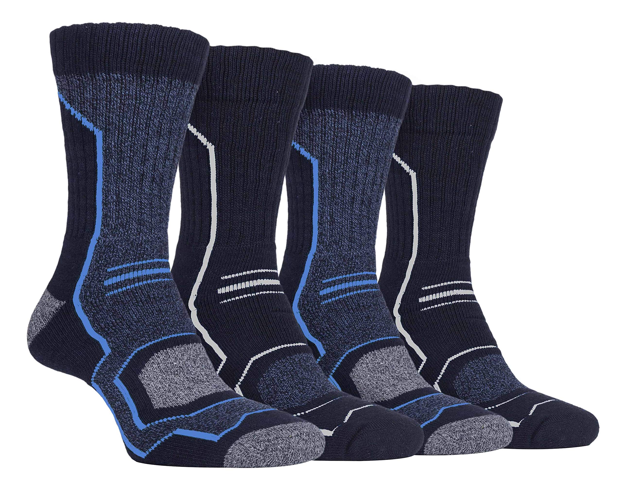 Storm Bloc - 4 Pairs Mens Technical Performance Boot Hiking Socks with Arch Support and Terry Cushioning (6-11 UK, Navy)