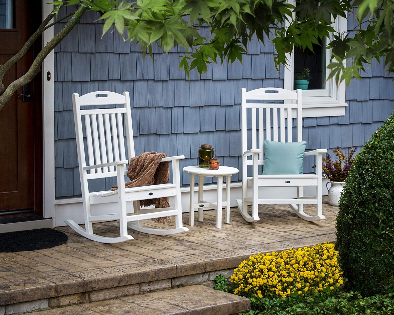 Trex Outdoor Furniture by Polywood 3-Piece Yacht Club Rocker Set, Charcoal Black