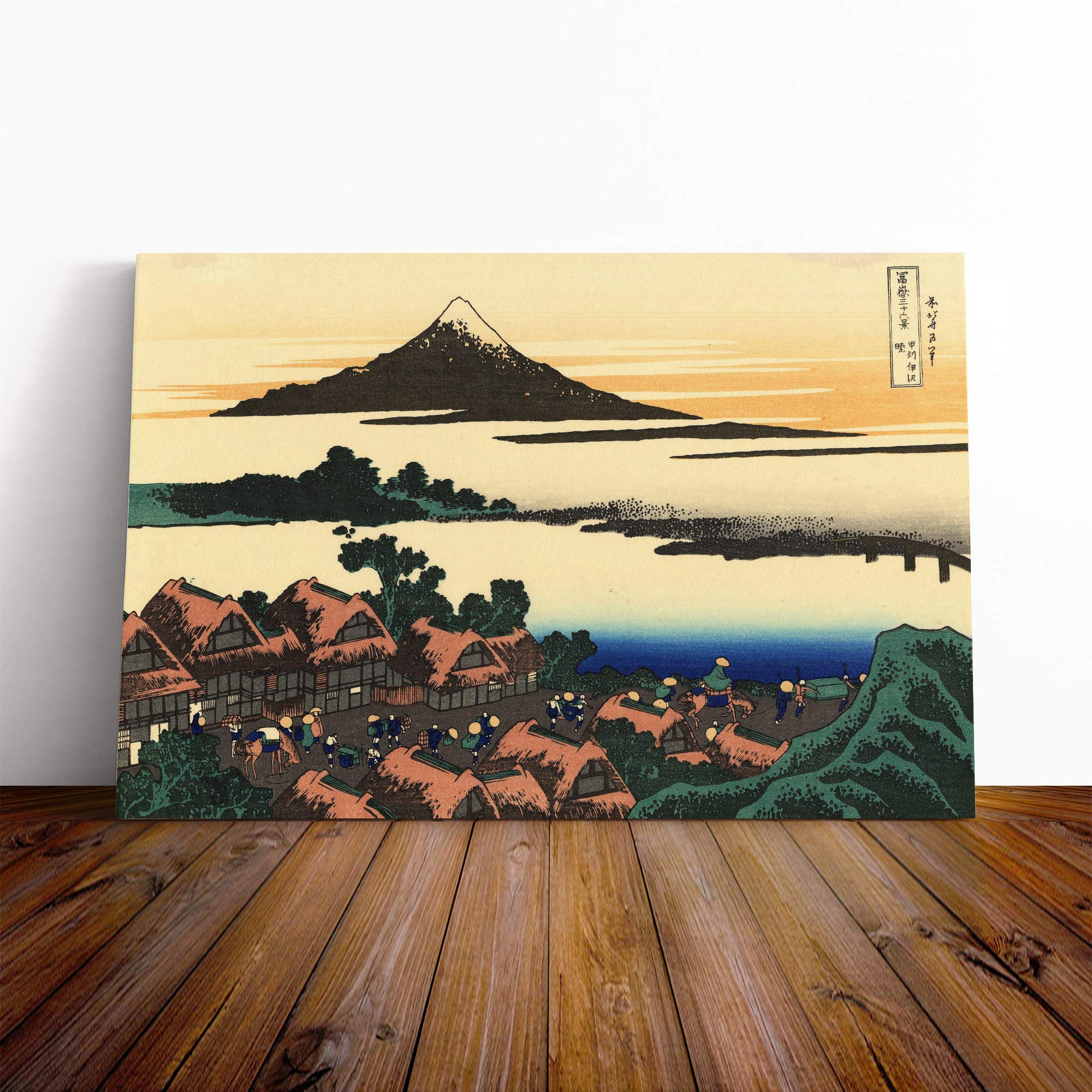 Hokusai Japanese Oriental Dawn at Isawa Canvas Print | Gallery Wrapped 30mm Frame Wall Art | 20x14 inches | Ready to Hang | Asian Picture | Living Room Bedroom Lounge Office