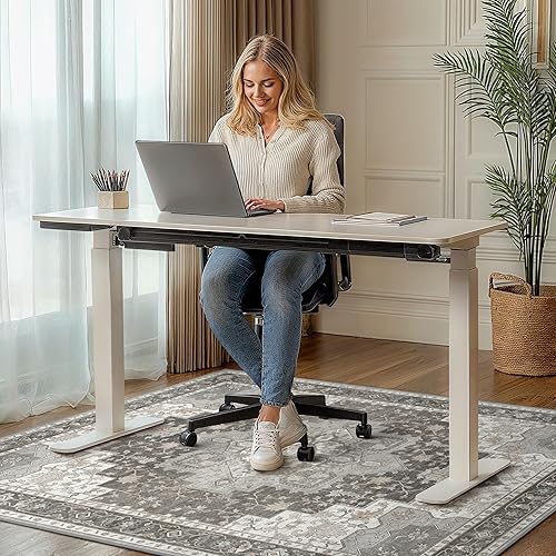 Miniatura 11 de Tapete para silla de oficina y suelo de azulejos de madera dura, para debajo del escritorio, de vinilo fino, lavable a máquina y antideslizante