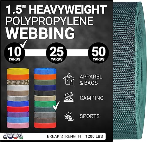 Vista 12 de Strapworks Correa de polipropileno pesado: correas de polietileno resistentes para reparación de equipos de bricolaje al aire libre, 1.5 pulgadas
