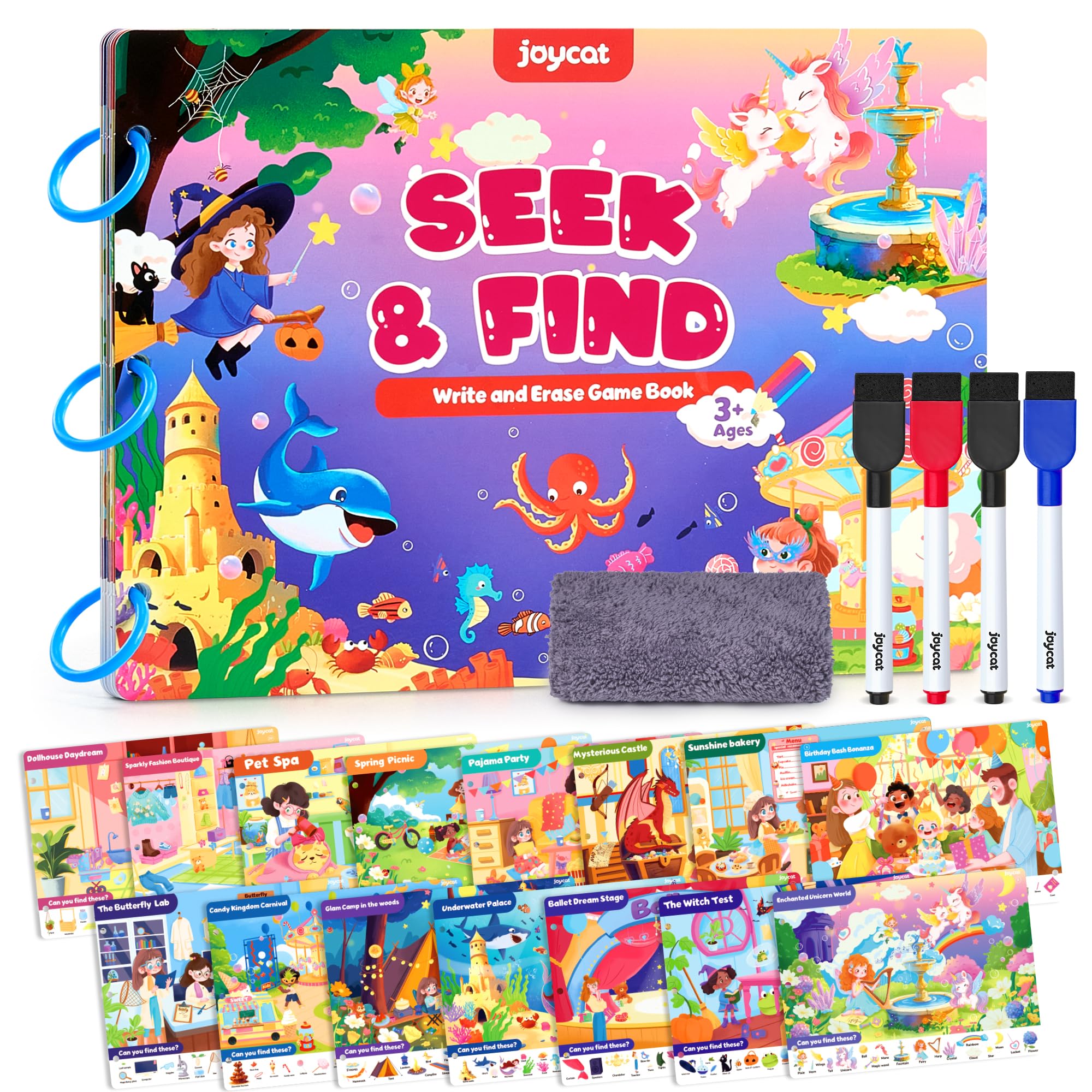 JoyCat Seek & Find Game Book, Educational Toys for Girls Ages 3-5, Preschool Learning Activities for Toddlers & Kids
