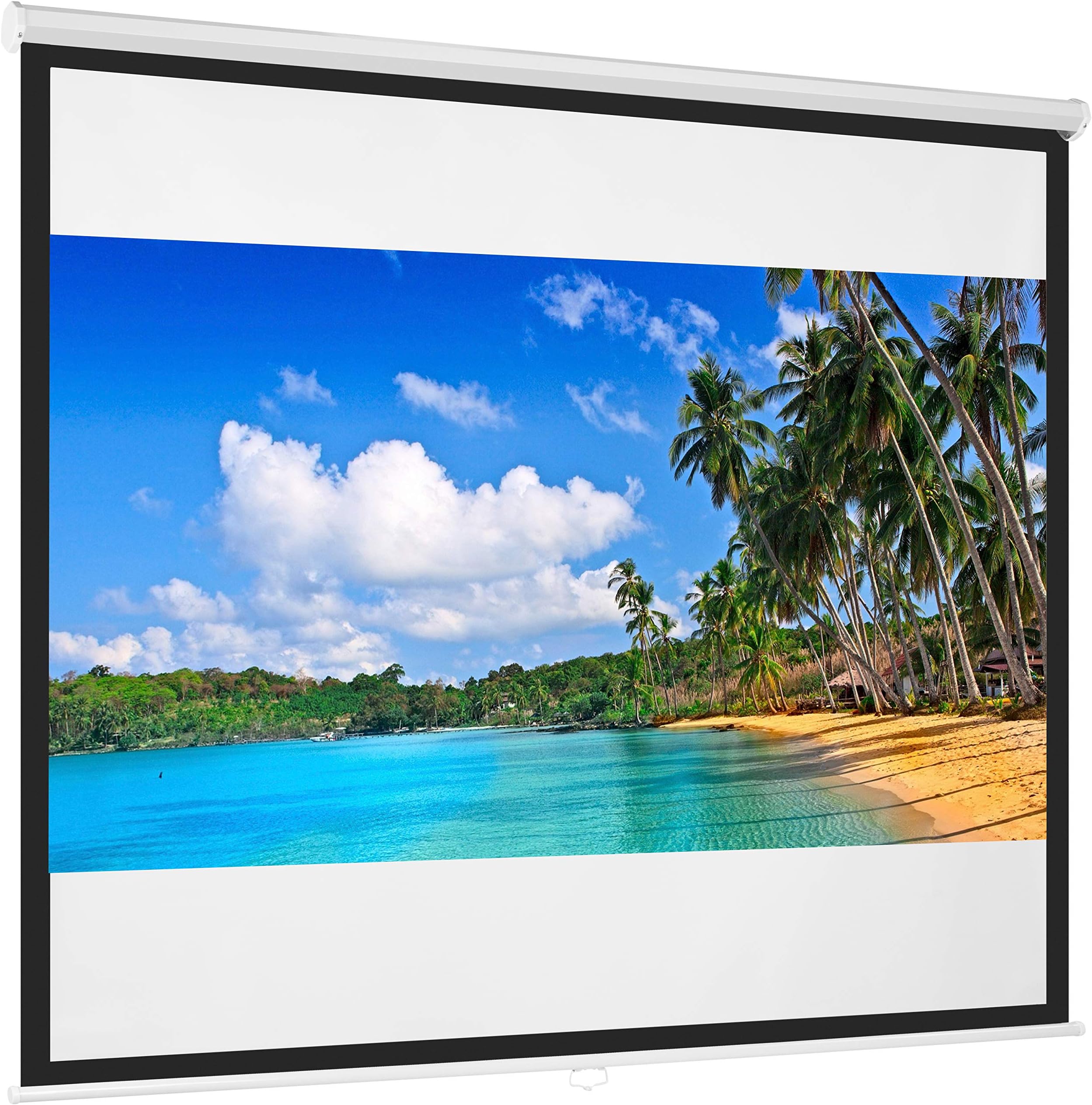 Best Choice Products 119in HD Indoor Pull Down Manual Widescreen 1:1 Gain Projector Screen for Home Theater, Office, Entertainment - White