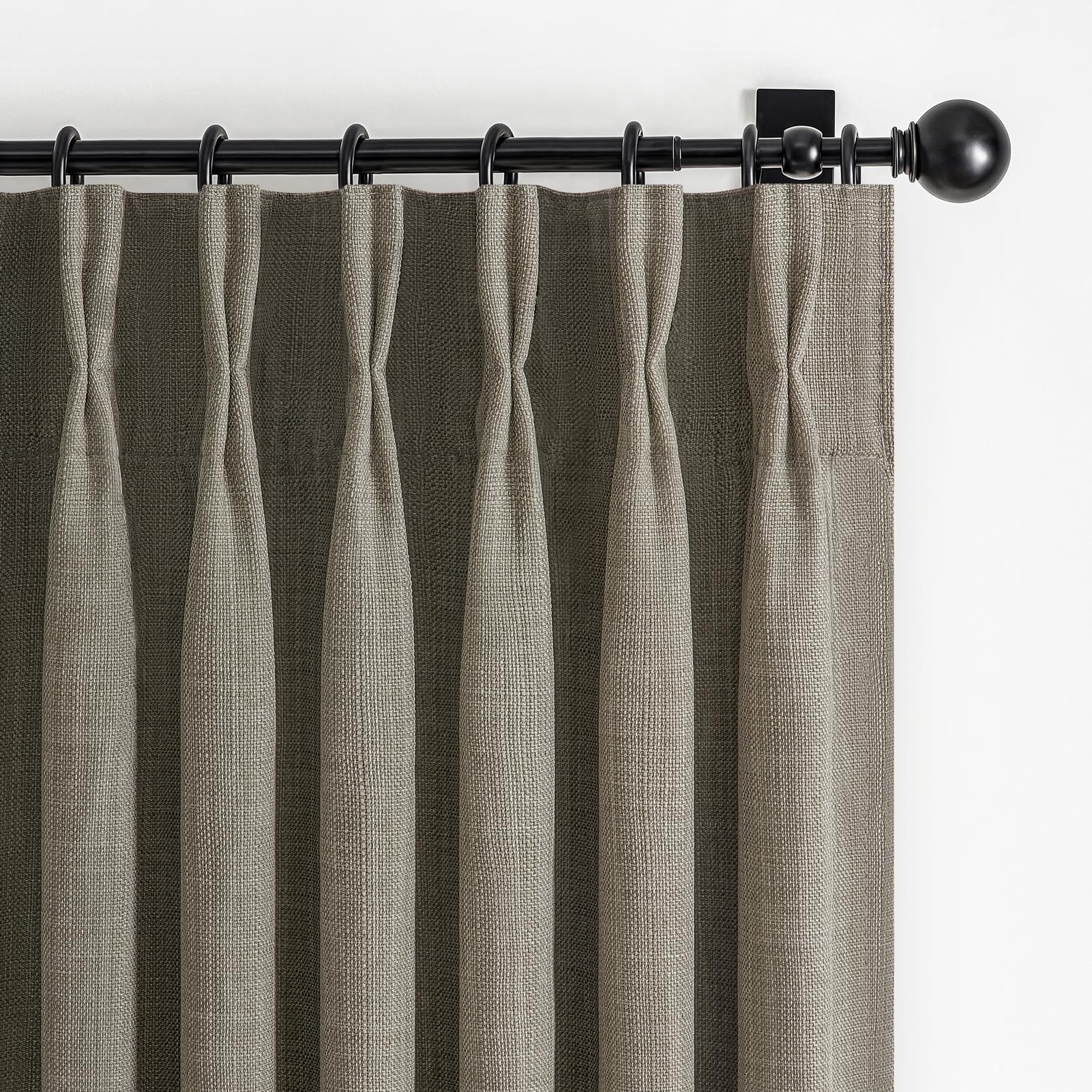 Blackout Double Layer Thick Linen Sepia Ebony Curtains 84 Inches Long for Living Room 2 Panels Set, Memory Trained Pinch Pleated Thermal Soundproof Country Viral Windows Curtain & Drapes 40"W x 84"L