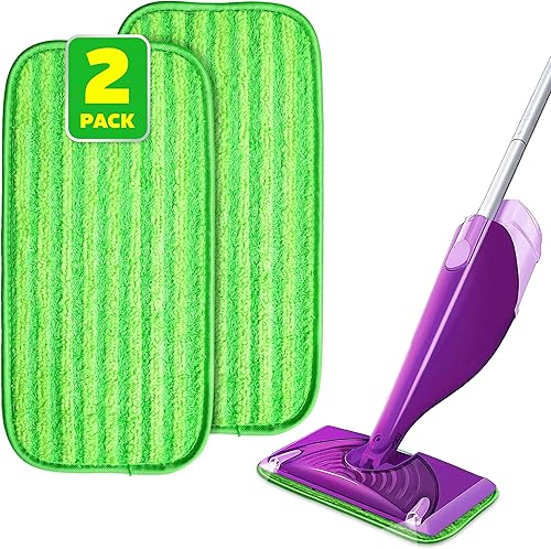 Vista 10 de Paquete de 3 almohadillas de microfibra reutilizables, compatibles con Swiffer PowerMop y Bona Mop, paños lavables a máquina, raspador incluido