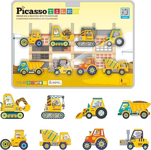 Miniatura 19 de PicassoTiles Juego de 8 piezas de bloques de construcción magnéticos de Metro City con figuras de acción magnetizadas compatibles con kits de 8pc