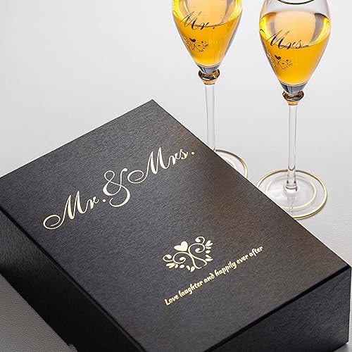 Miniatura 6 de Elegante juego de copas de champán de cristal para boda – Copas de brindis para novia y novio para ceremonia y recepción – Copas de champán