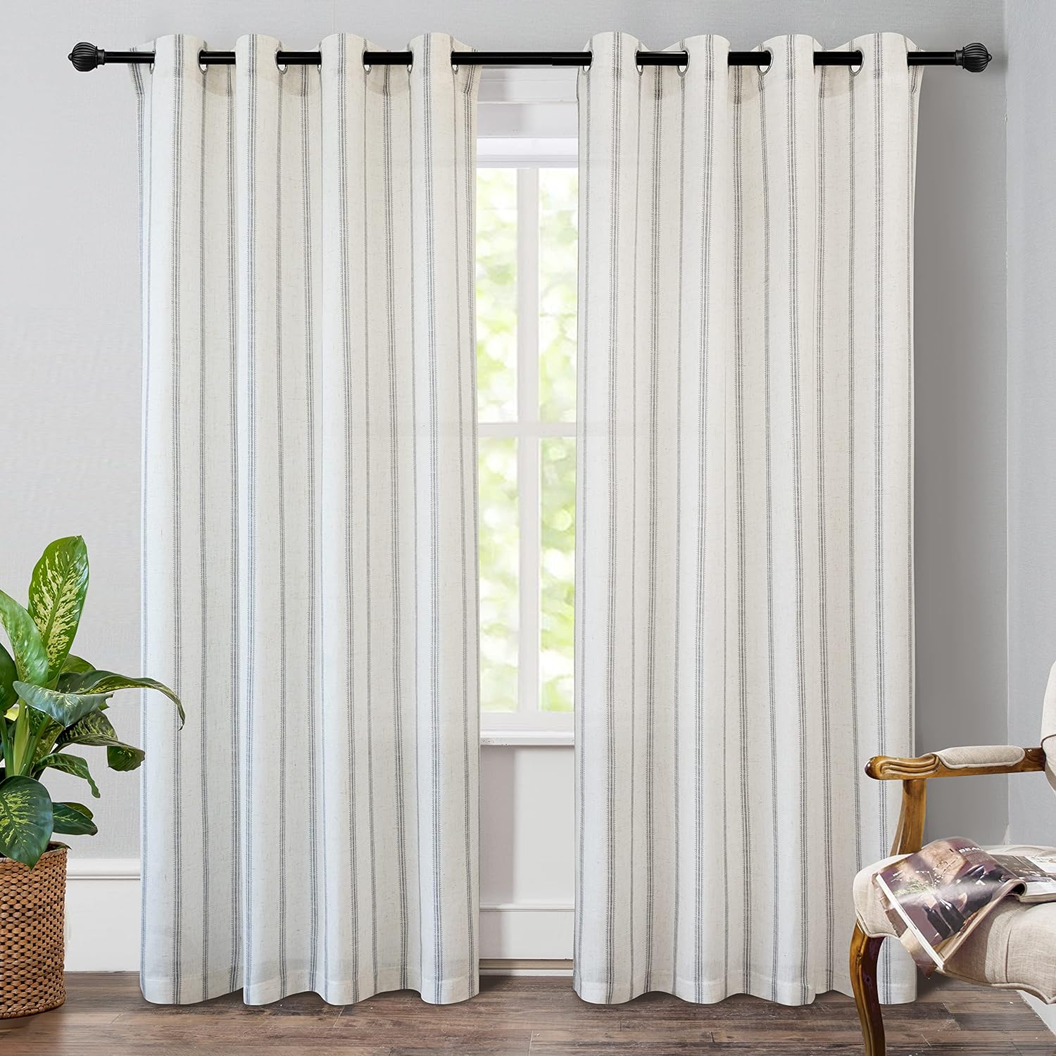 DriftAway Farmhouse Vertical Striped Linen Blend Textured Room