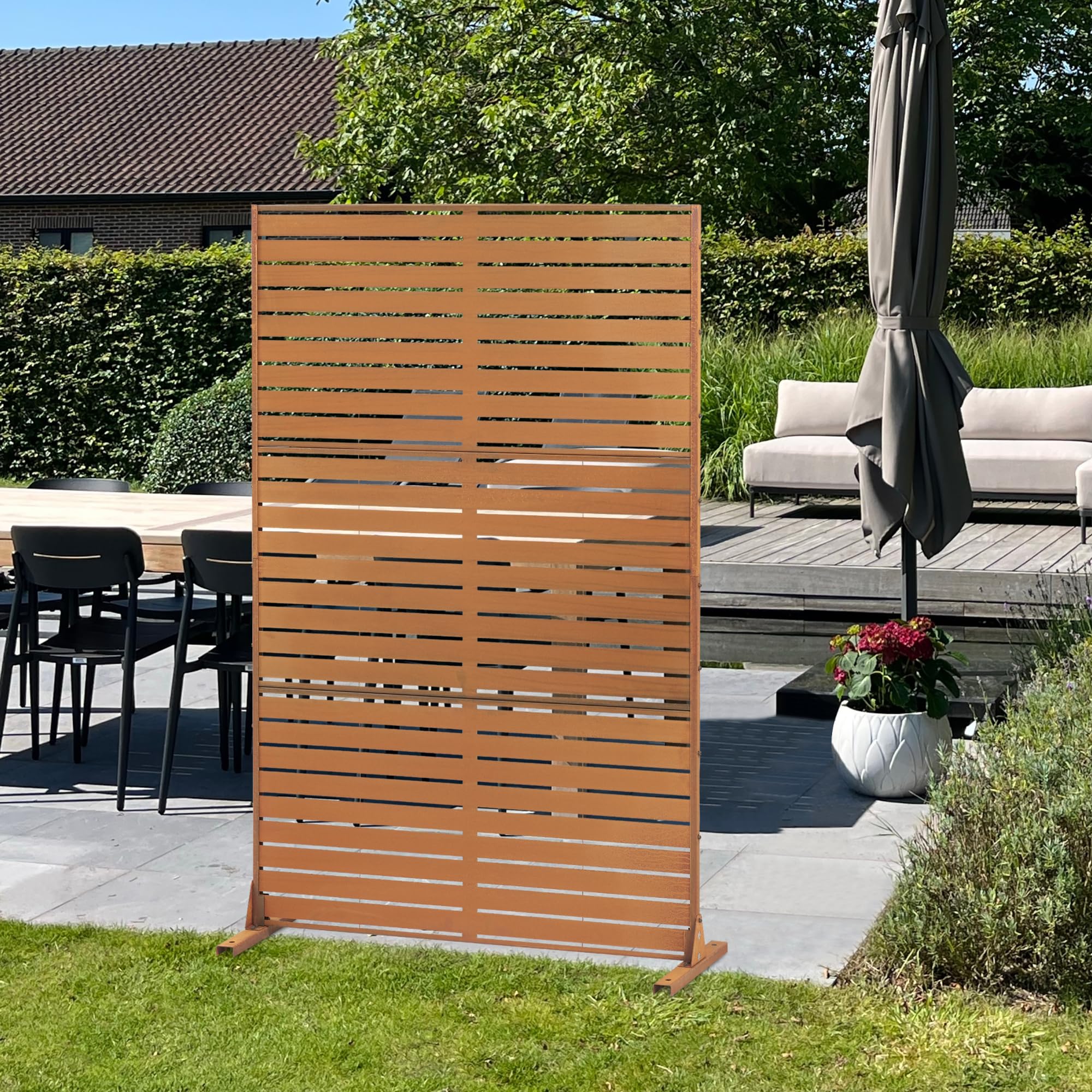 casa.pro Trennwand Raumteiler 180 x 120 cm Sichtschutz aus Cortenstahl mit Edelrost-Patina