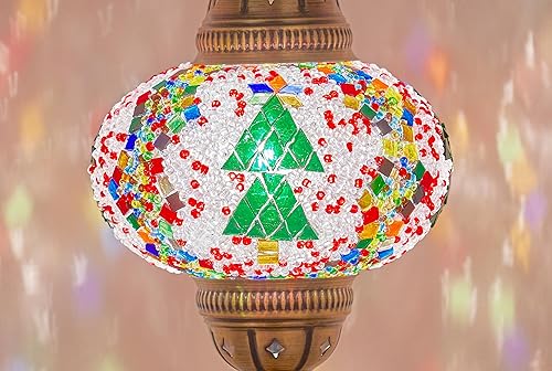 Miniatura 7 de DEMMEX Lámpara de noche de mosaico marroquí turco, estilo Tiffany colorido, hecha a mano, mosaicos de vidrio, multicolor