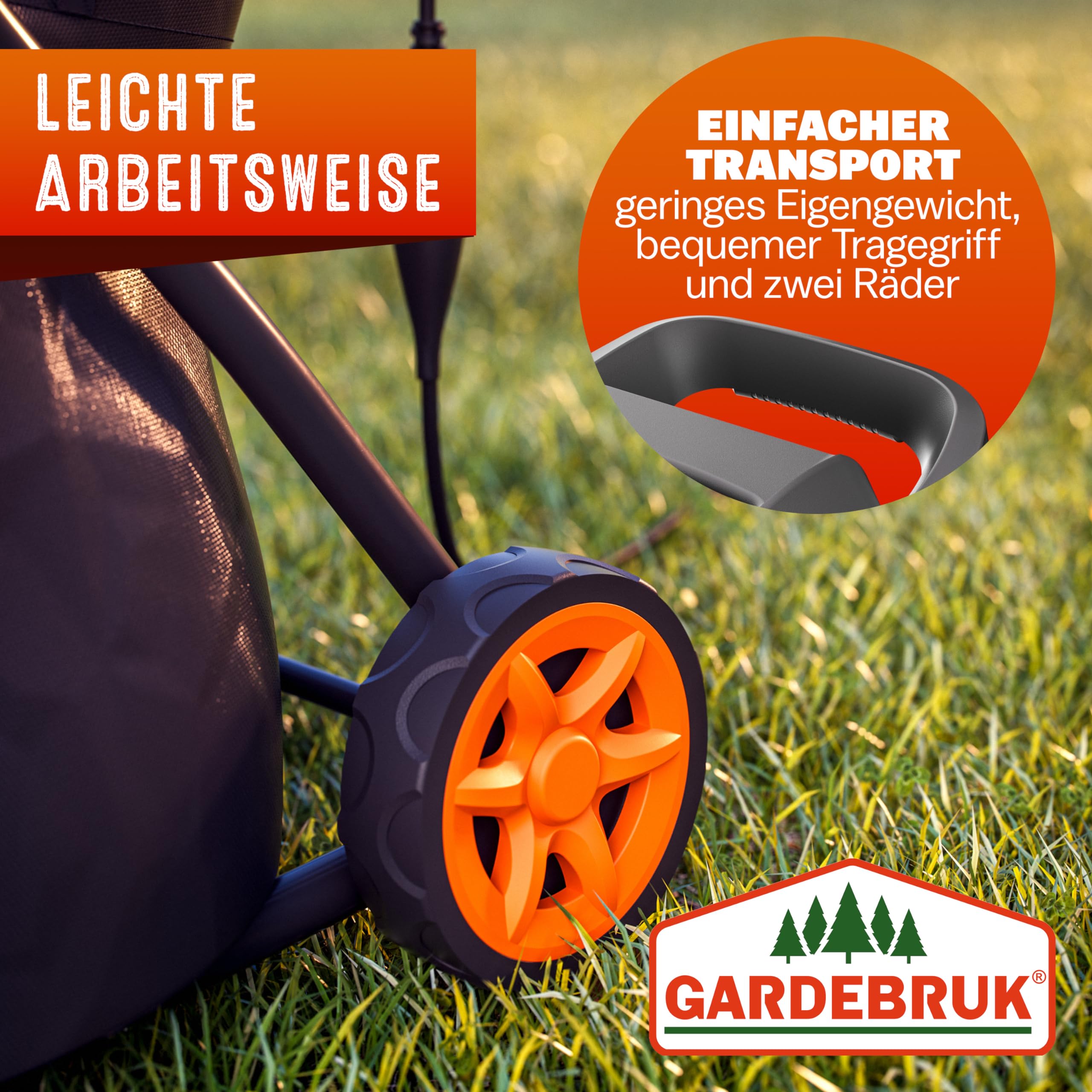 GARDEBRUK® Gartenhäcksler 2400 W 45 mm Aststärke Elektrisch 2x 50 L Auffangbeutel