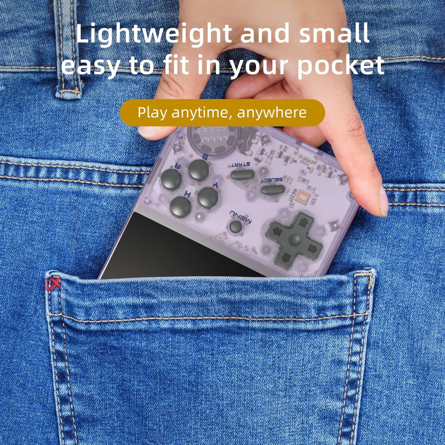 RG35XX Handheld Game Console Support Linux Garlic OS HDMI and TV Output 3.5 Inch IPS Screen 64G TF Card 6800+ Classic Games 2600mAh Battery (RG35XX-purple+Bag)