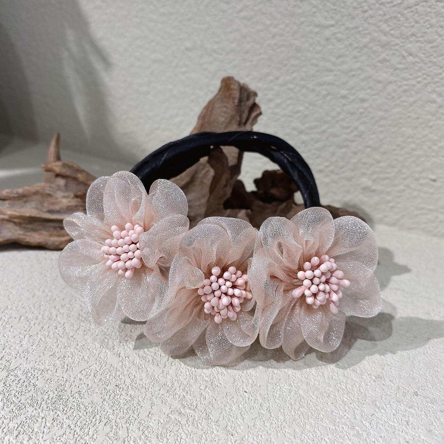 3Pcs Organza Flower Hair Bun Maker Hairstyle Shaper Deft Easy Bun Twister Hair Curler Clips Hair Scrunchies Hair Accessory for Women French Hairstyle DIY Flower Bow(Random Color)