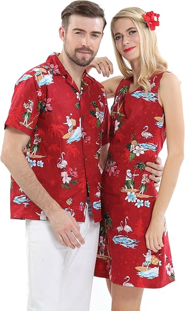 Pareja Matching Hawaiian Luau Cruise Traje de Navidad Camisa Vestido Santa  Rojo : Amazon.com.mx: Ropa, Zapatos y Accesorios