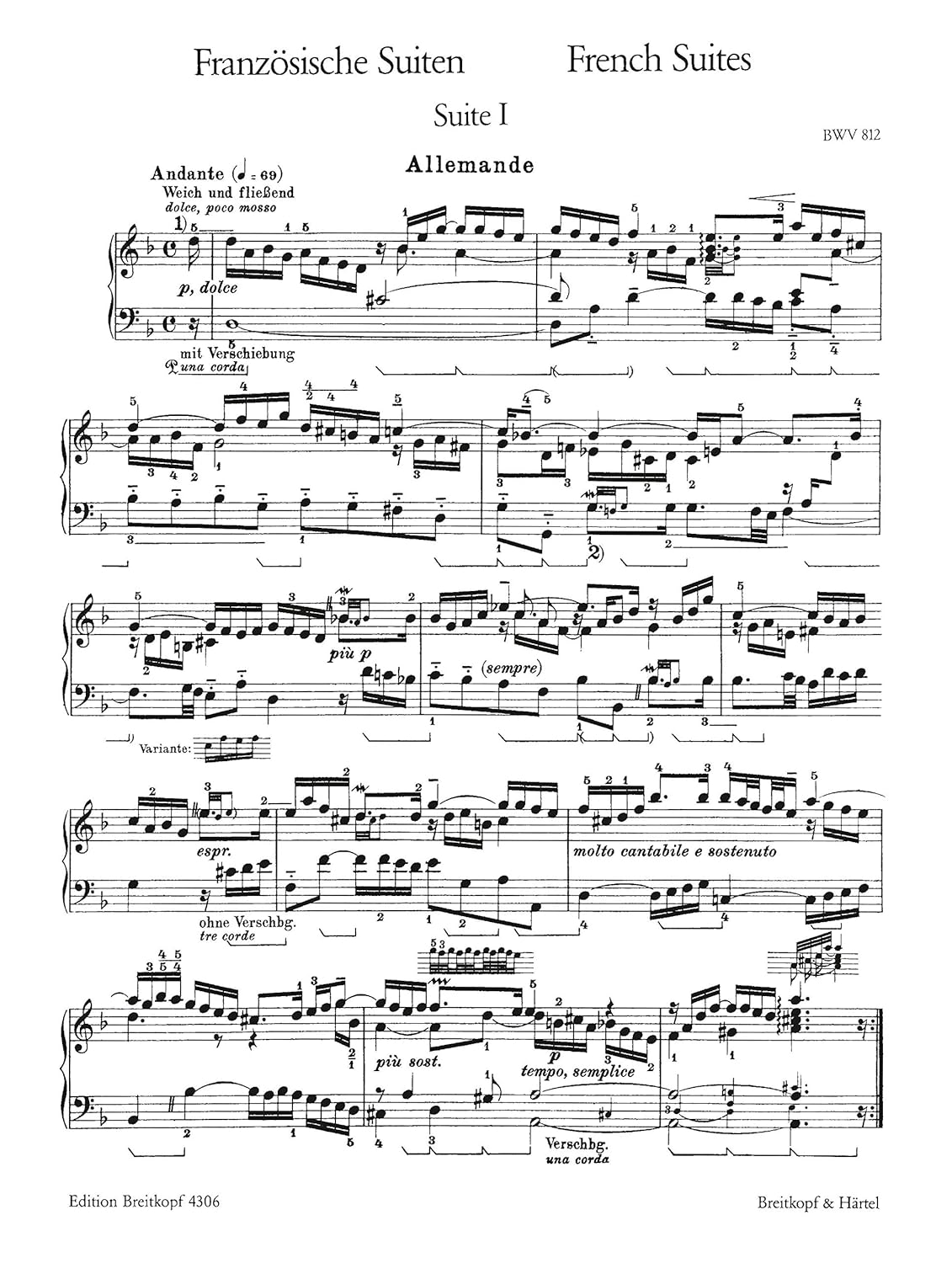 FRANZOSISCHE SUITEN BWV812-817 PIANO      Sheet music – January 1, 2000