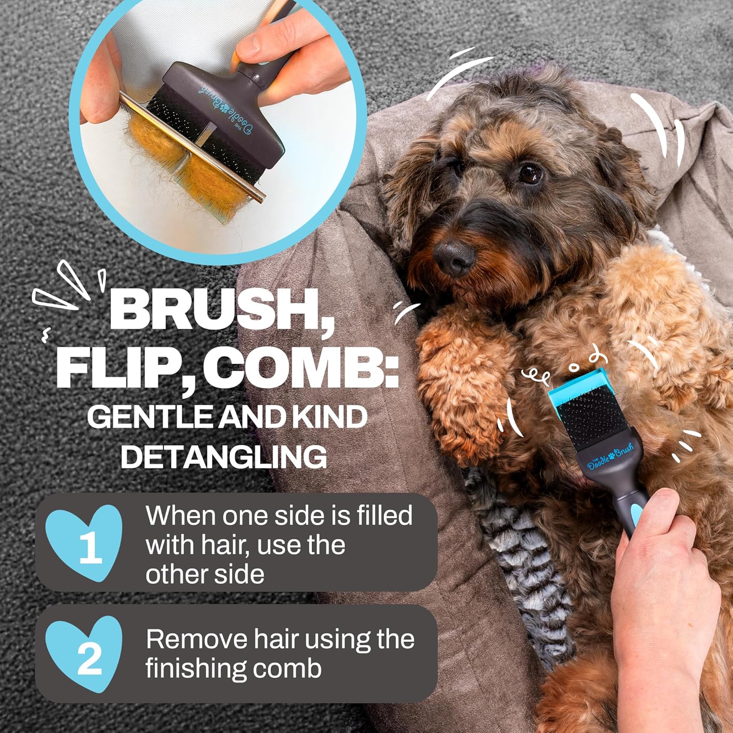 Slicker Brush for Dogs, Single Head Dog Hair Brushes, Flexible Head Slicker for Dogs, Poodle, Labradoodle, Sheepadoodle, Tangle-Free Grooming, Healthy & Shiny Coat Pet Brushes