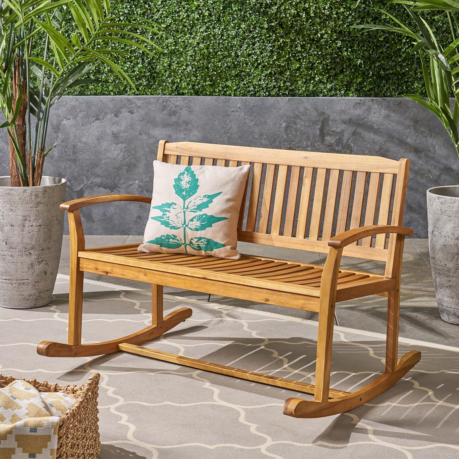 Thctvous 49” Acacia Wood Rocking Loveseat Bench Review: Best Porch Glider for Small Patio & Backyard Gardens