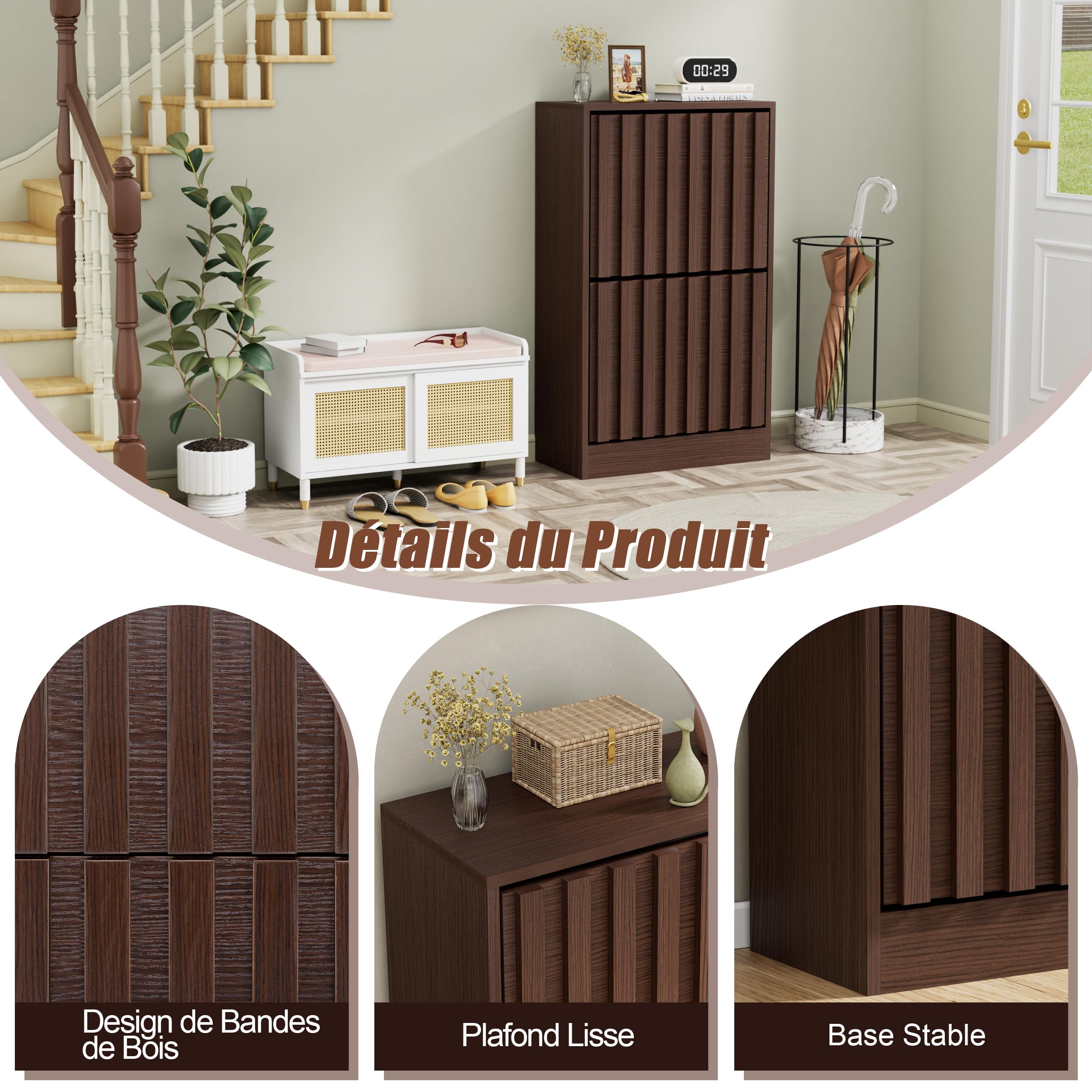 Armoire De Rangement Pour Chaussures Avec 3 Tiroirs à Bascule, Organisateur De Chaussures Autoportant Anti-basculement, Blanche | Leroy Merlin