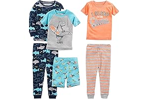 Snug Fit and Comfy PJs for Restful Sleep: Boys' 6-Piece Cotton Pajama Set