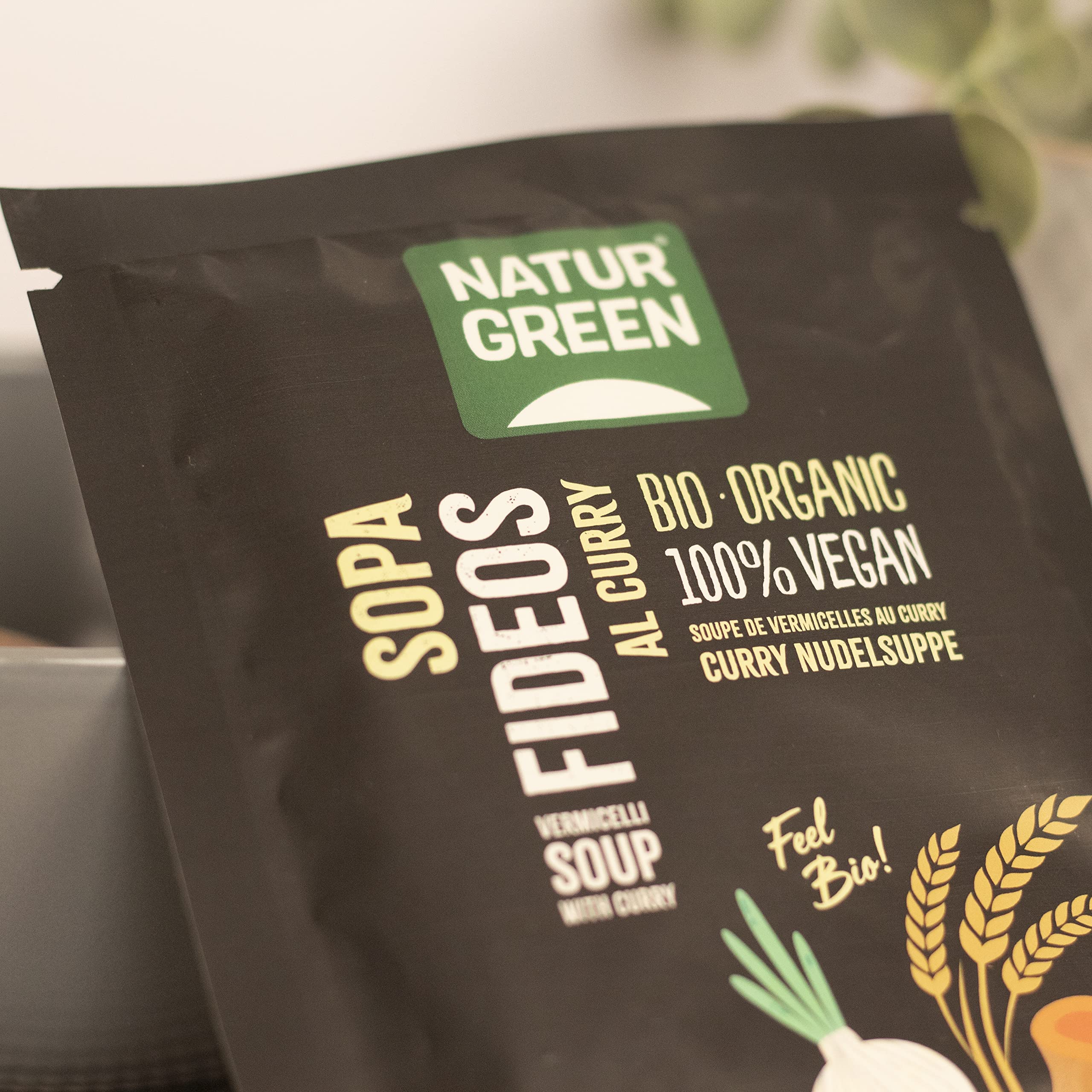 NaturGreen Sopa de Fideos al Curry Bio, Caldo Vegetal, 40 g