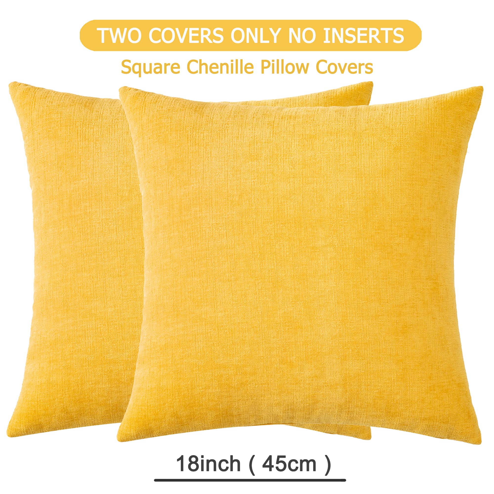 Set di 2 federe decorative in ciniglia, 45 x 45 cm, per