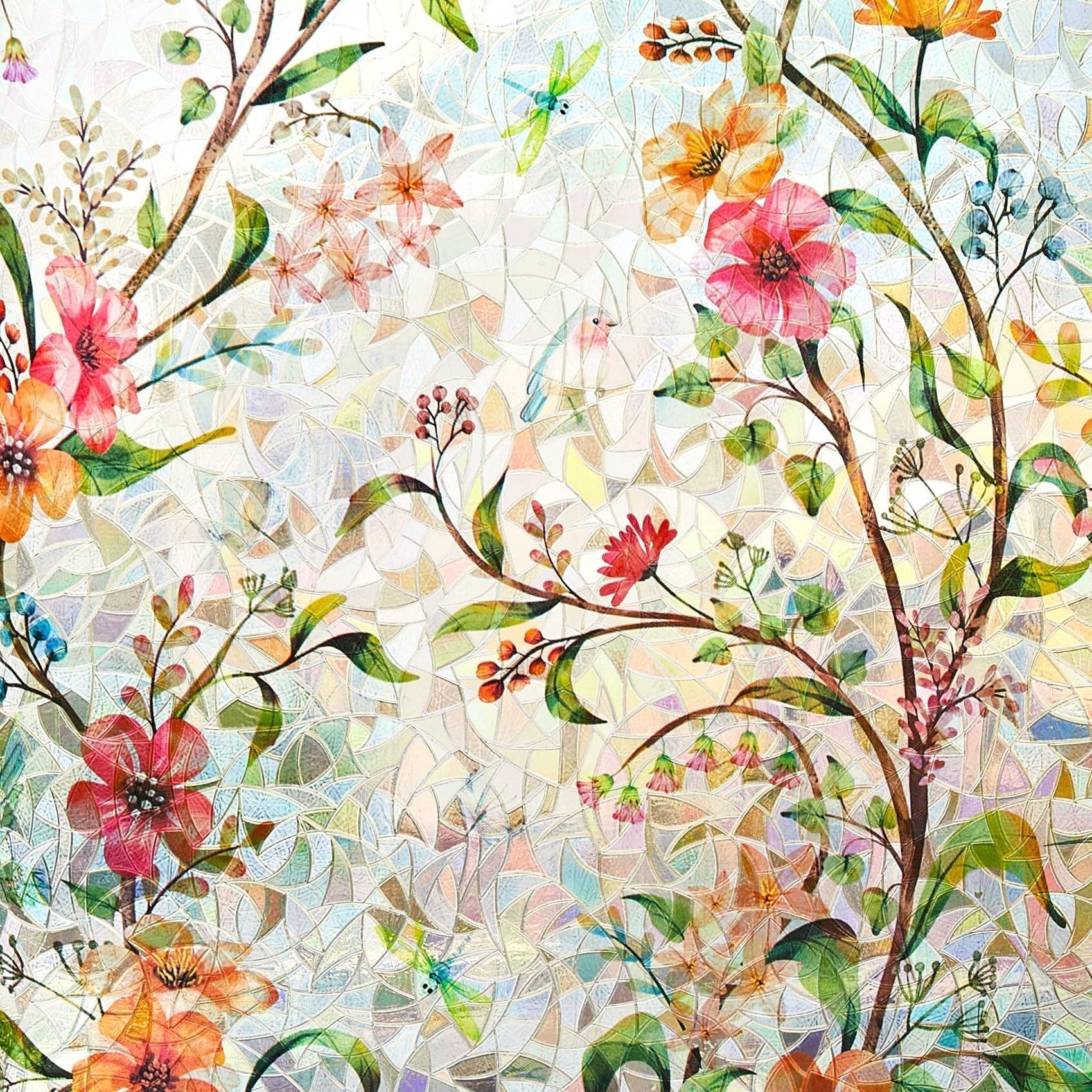 Window Film Privacy 1PCS Window Privacy Film Stained Glass Static Cling UV Heat Blocking Rainbow for Doors Bedroom Windows(30x100cm)