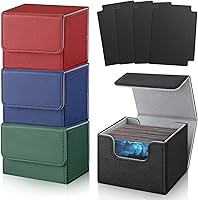 TiopLior 4-Pack MTG Deck Boxes with Black Dividers - Waterproof Leather TCG Storage for Magic Commander, Yugioh Cards