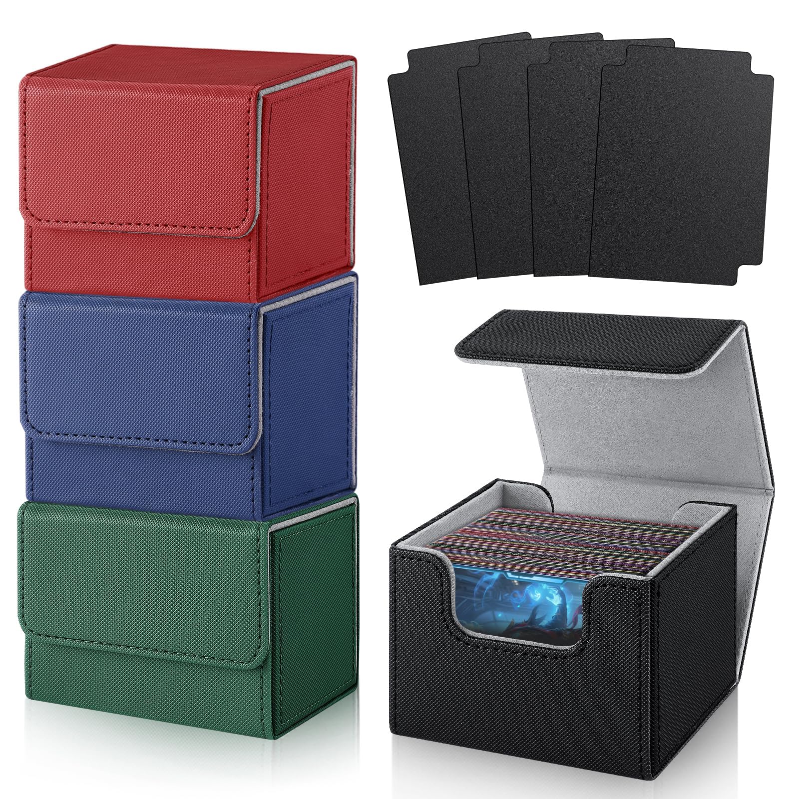 Amazon.com: TiopLior Card Deck Boxs Fit for MTG Deck Box with Black Card  Dividers, 4 Pack Horizontal Leather Deck Cards Box for TCG Magic Commander  Trading Card Decks Storage Box : Toys