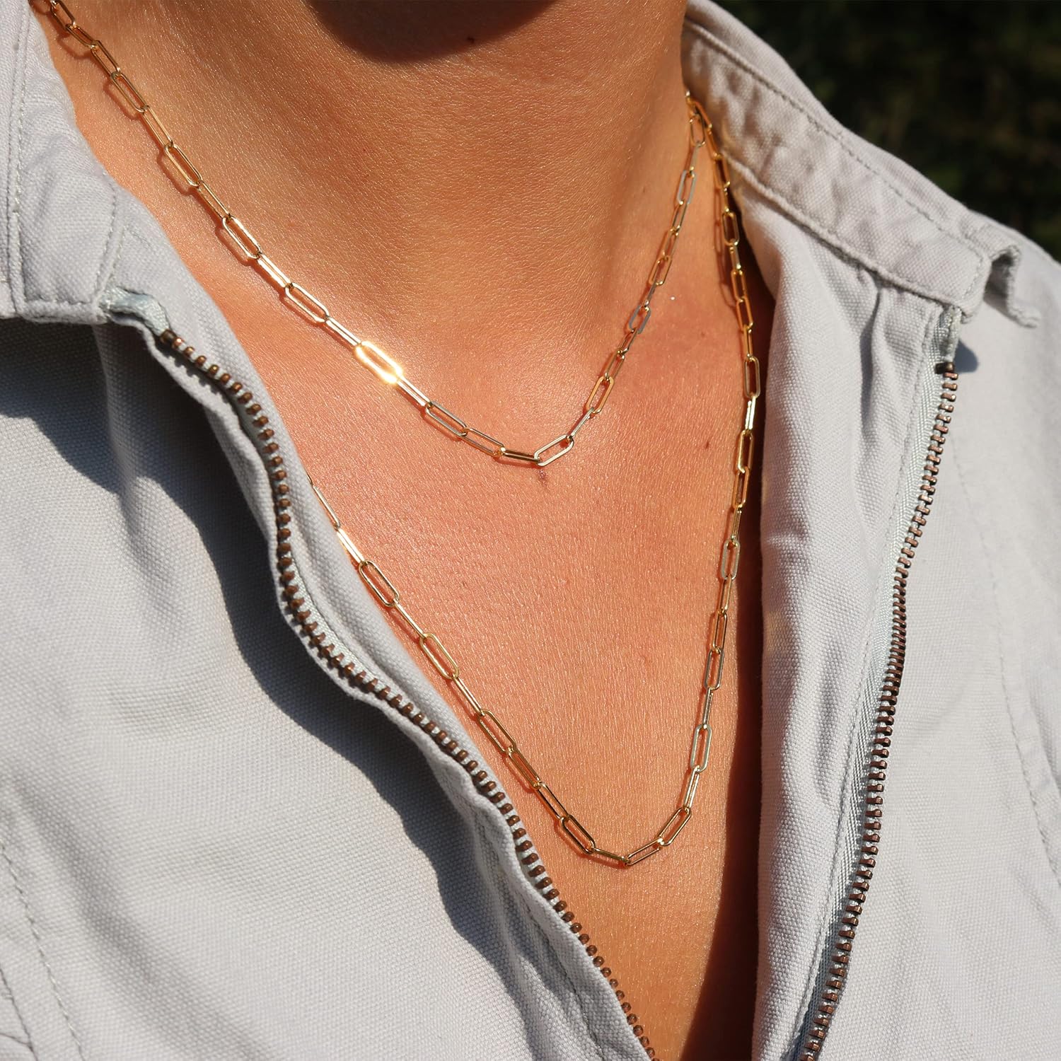 Au Naturale 10k Yellow or White Gold 3 mm Paperclip Link Chain Necklace for Women