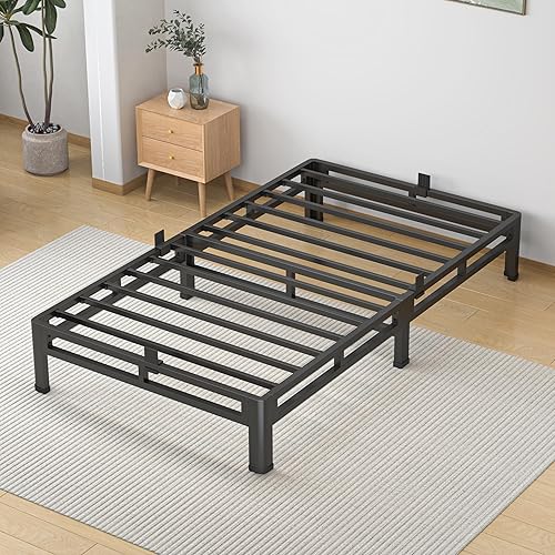 Miniatura 14 de NKZ Marco de Cama Tamaño King de 20 Pulgadas, Marco de Cama de Metal y Plataforma de Somier 2 en 1 con Patas de Esquinas Redondeadas, Capacidad de