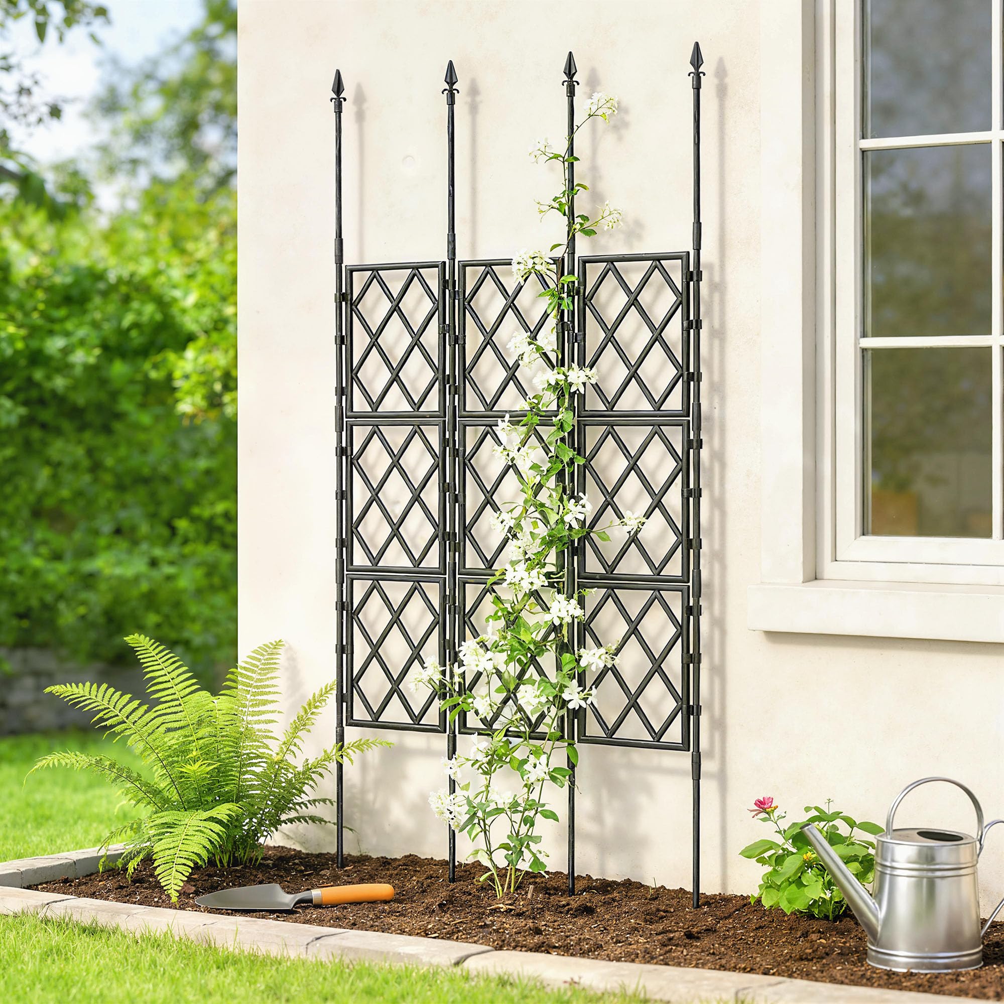 Outsunny Składana krata ogrodowa DIY montaż do pnączy 85 x 197 cm Czarny