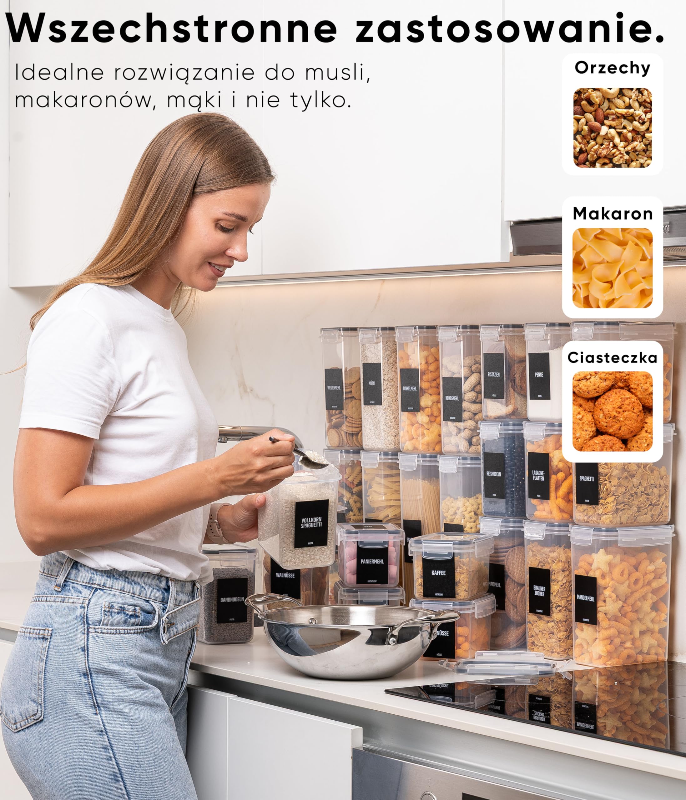 Deco haus® Plastikowe Pojemniki - Hermetyczne Pudełka na Żywność Wielokrotnego Użytku - Bezpieczne Używanie w Mikrofalówce, Zmywarce i Zamrażarce - Bez BPA - Zestaw 24 Szt
