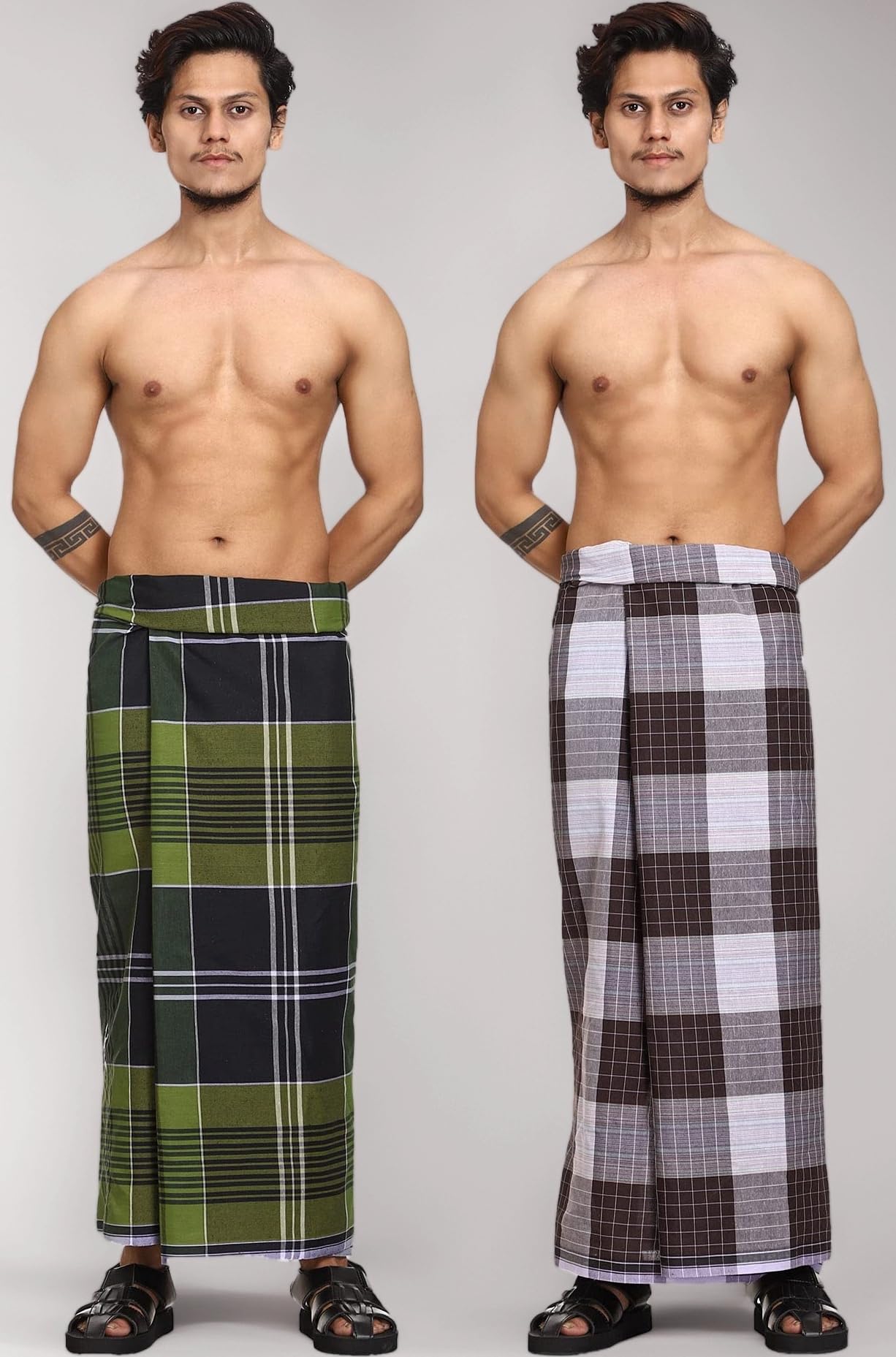 Gowri Tex Cotton Stitched Lungi Pack Of 2 2.25Meter (Ready To Wear)