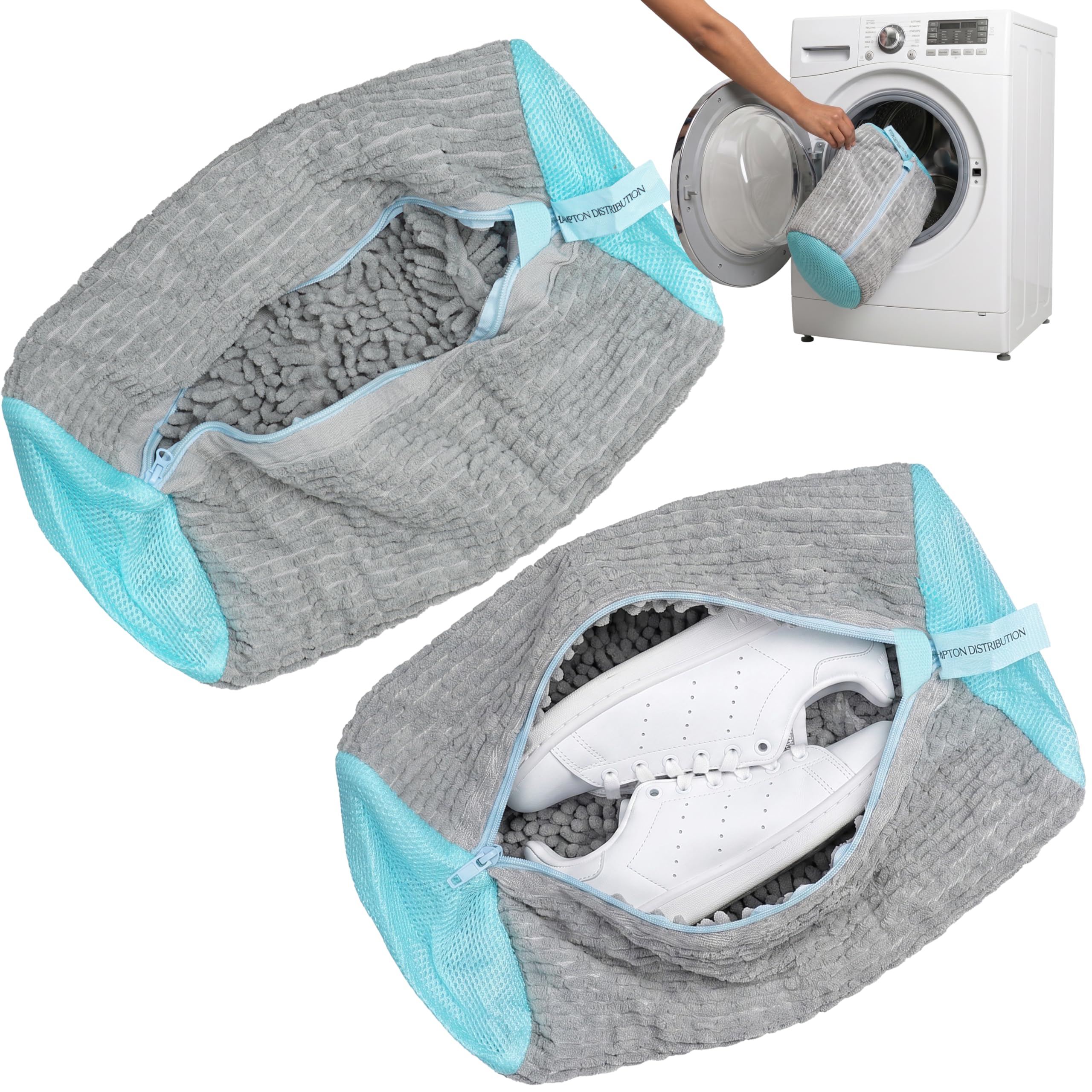 hampton distribution Shoe Washing Machine Bag 2 Pack, Laundry Shoe Bag for Washer and Dryer, Shoe Cleaning Bags for Sneakers, Deep Cleaning Machine for All Shoes Types With Self-locking Zipper (Gray, 2 Pack)-picture-52